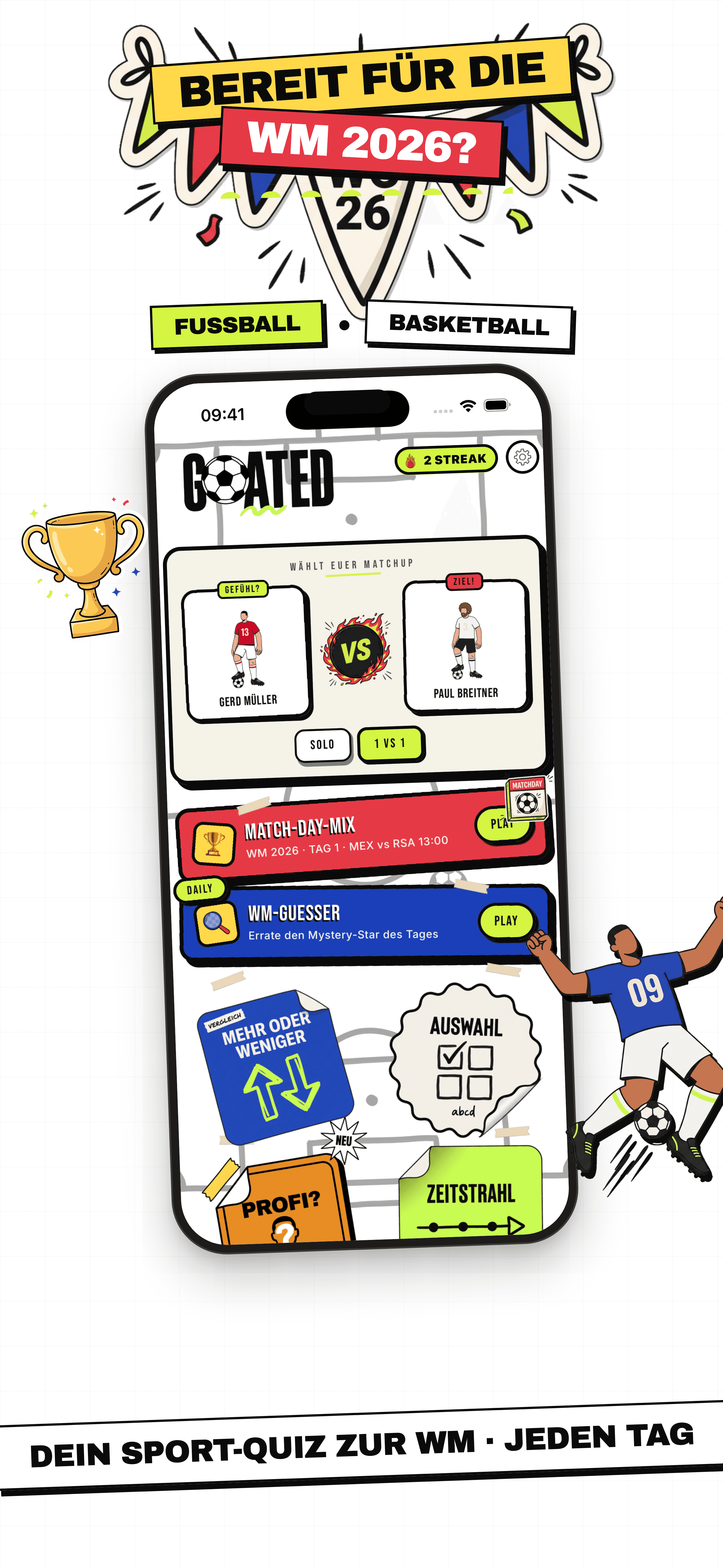 GOATED basketball quiz – game mode with NBA questions and stars
